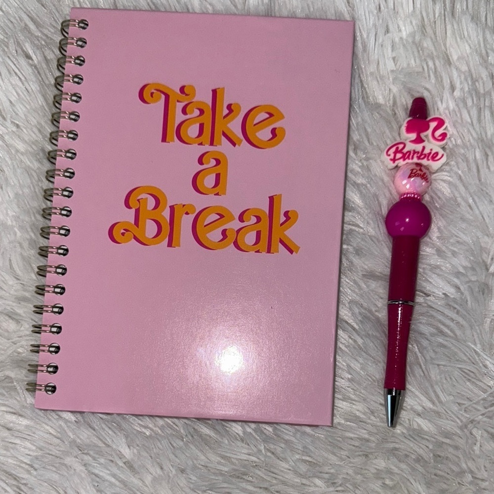 Pink 'Take a Break' Notebook with Pen (B) - Picture 2 of 4
